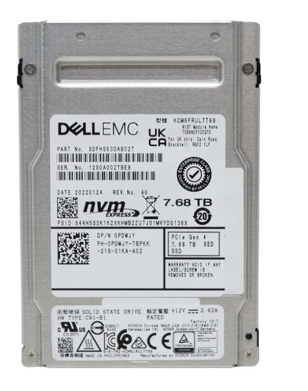 Shop KIOXIA SDFHS63DAB02T 7.68TB PCIe NVMe 4.0 x4 U.3 2.5-Inch SSD